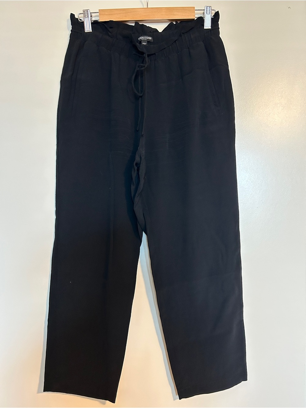 Eileen Fisher Black Drawstring Ankle Pants - Picture 1 of 4
